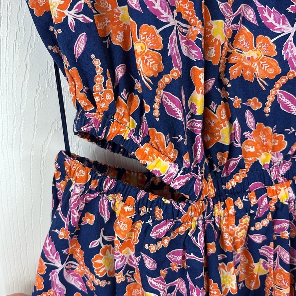 J. Crew Harborside cutout dress navy orange floral sz xs - Picture 6 of 9